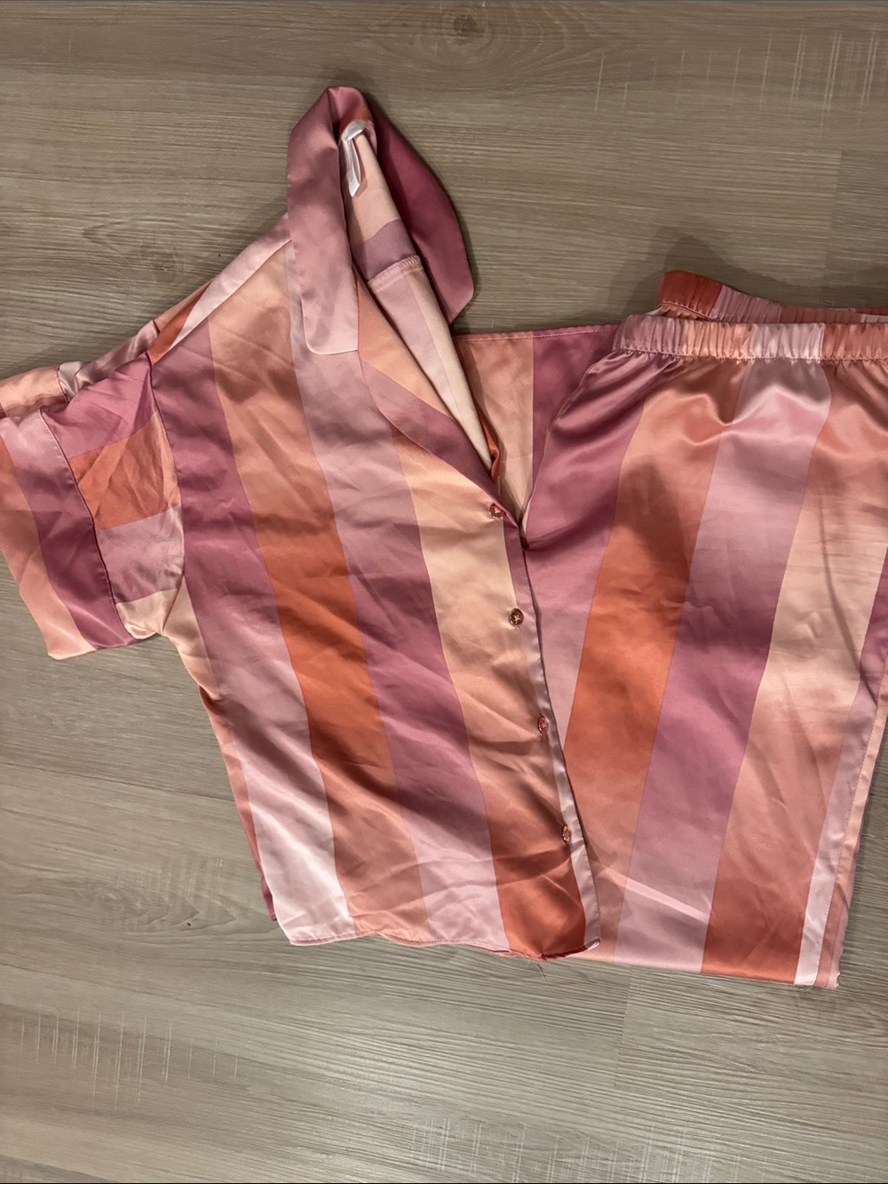 Joyspun Elegant and comfy Women's Satin Stripe Pajama Set - Pink Multi